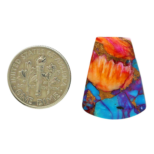 Kingman Orange Dahlia Turquoise 18x23x4.5 mm Fancy Shape Polished Gemstone LS78-06857