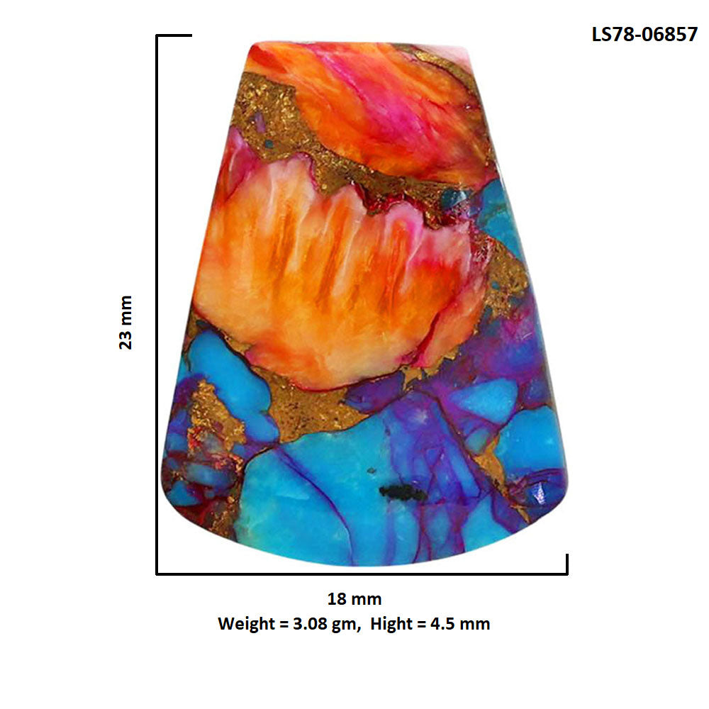 Kingman Orange Dahlia Turquoise 18x23x4.5 mm Fancy Shape Polished Gemstone LS78-06857