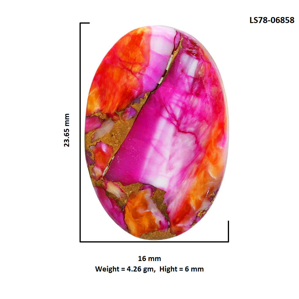 Kingman Orange Dahlia Turquoise 16x23.65x6 mm Oval Shape Polished Gemstone LS78-06858