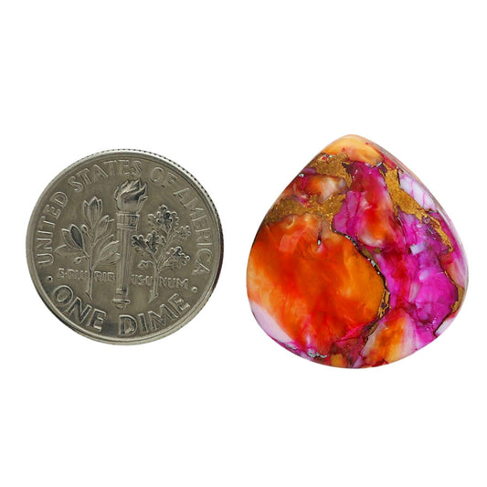 Kingman Orange Dahlia Turquoise 20x21x6.2 mm Heart Shape Polished Gemstone LS78-06861