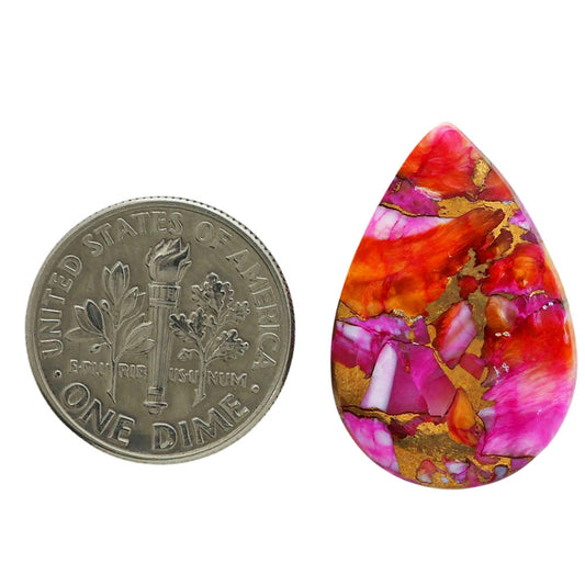 Kingman Orange Dahlia Turquoise 16.5x24.45x5.3 mm Pear Shape Polished Gemstone LS78-06862