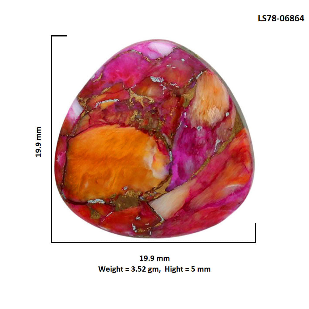 Kingman Orange Dahlia Turquoise 19.9x19.9x5 mm Fancy Shape Polished Gemstone LS78-06864
