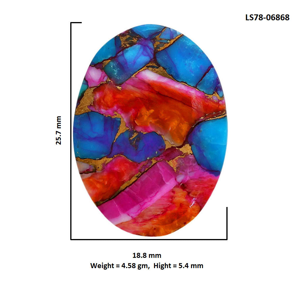 Kingman Orange Dahlia Turquoise 18.8x25.7x5.4 mm Oval Shape Polished Gemstone LS78-06868