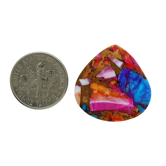 Kingman Orange Dahlia Turquoise 23.6x23.6x4 mm Heart Shape Polished Gemstone LS78-06869