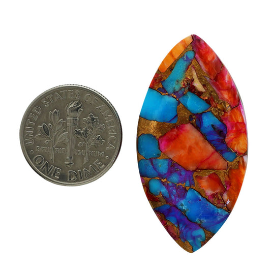 Kingman Orange Dahlia Turquoise 19.5x37.85x5 mm Marquise Shape Polished Gemstone LS78-06870