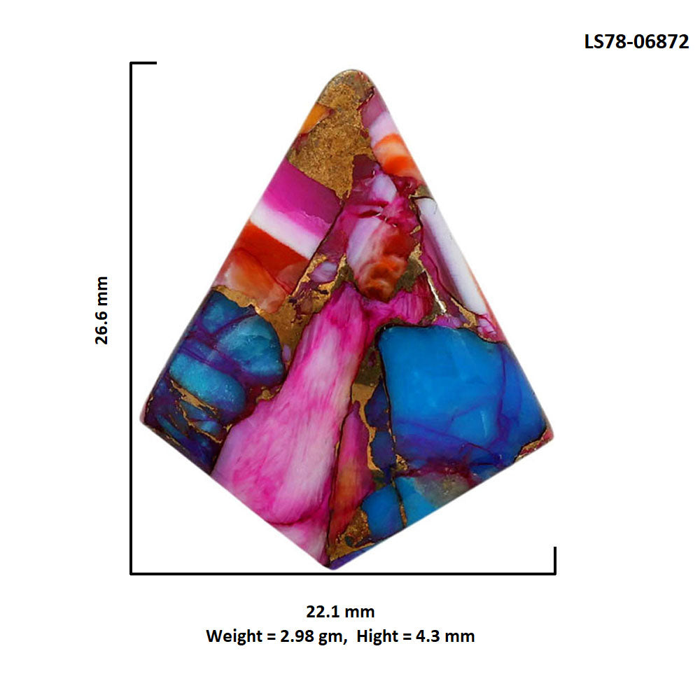 Kingman Orange Dahlia Turquoise 22.1x26.6x4.3 mm Fancy Shape Polished Gemstone LS78-06872
