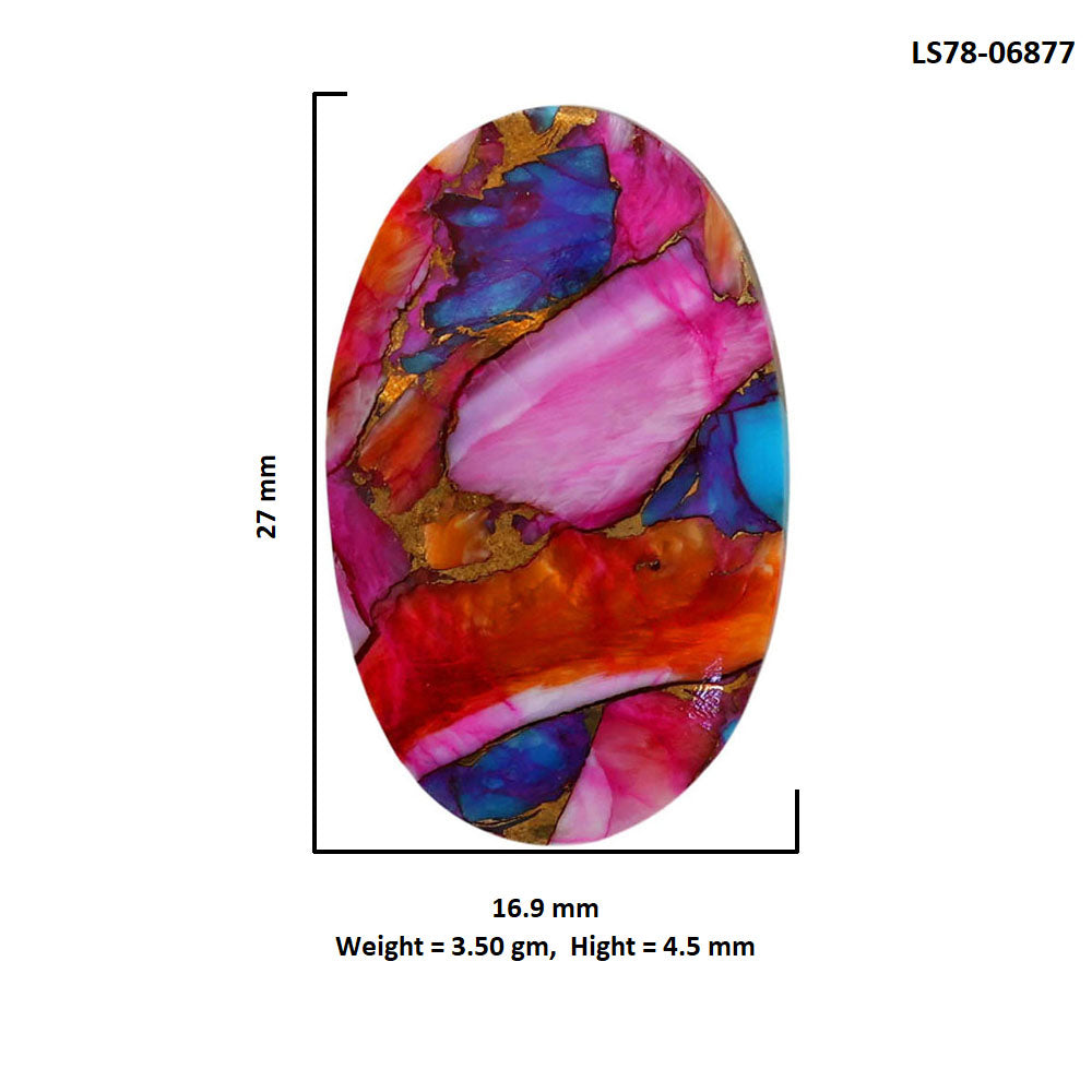 Kingman Orange Dahlia Turquoise 16.9x27x4.5 mm Oval Shape Polished Gemstone LS78-06877