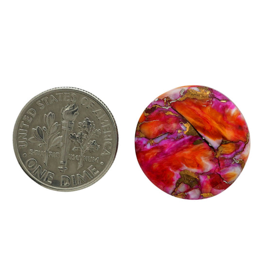 Kingman Orange Dahlia Turquoise 19.4x19.4x5.4 mm Round Shape Polished Gemstone LS78-06878
