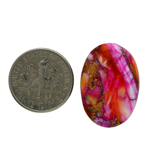 Kingman Orange Dahlia Turquoise 16.3x23x5.5 mm Oval Shape Polished Gemstone LS78-06881