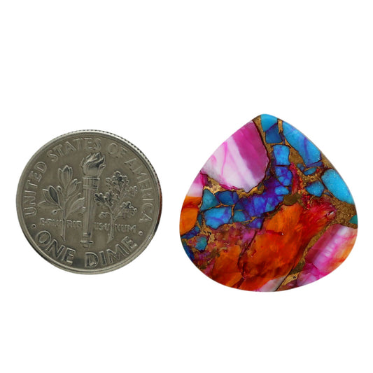 Kingman Orange Dahlia Turquoise 21.65x21.8x5 mm Heart Shape Polished Gemstone LS78-06882
