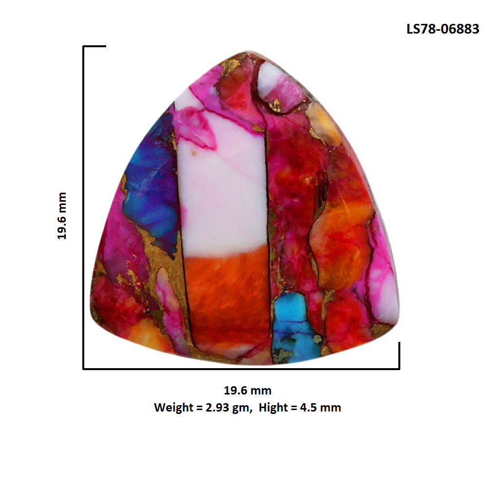 Kingman Orange Dahlia Turquoise 19.6x19.6x4.5 mm Fancy Shape Polished Gemstone LS78-06883