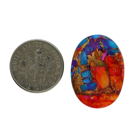 Kingman Orange Dahlia Turquoise 17.8x24.3x4.2 mm Oval Shape Polished Gemstone LS78-06886