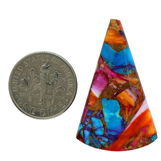 Kingman Orange Dahlia Turquoise 21.5x34.1x5 mm Fancy Shape Polished Gemstone LS78-06890