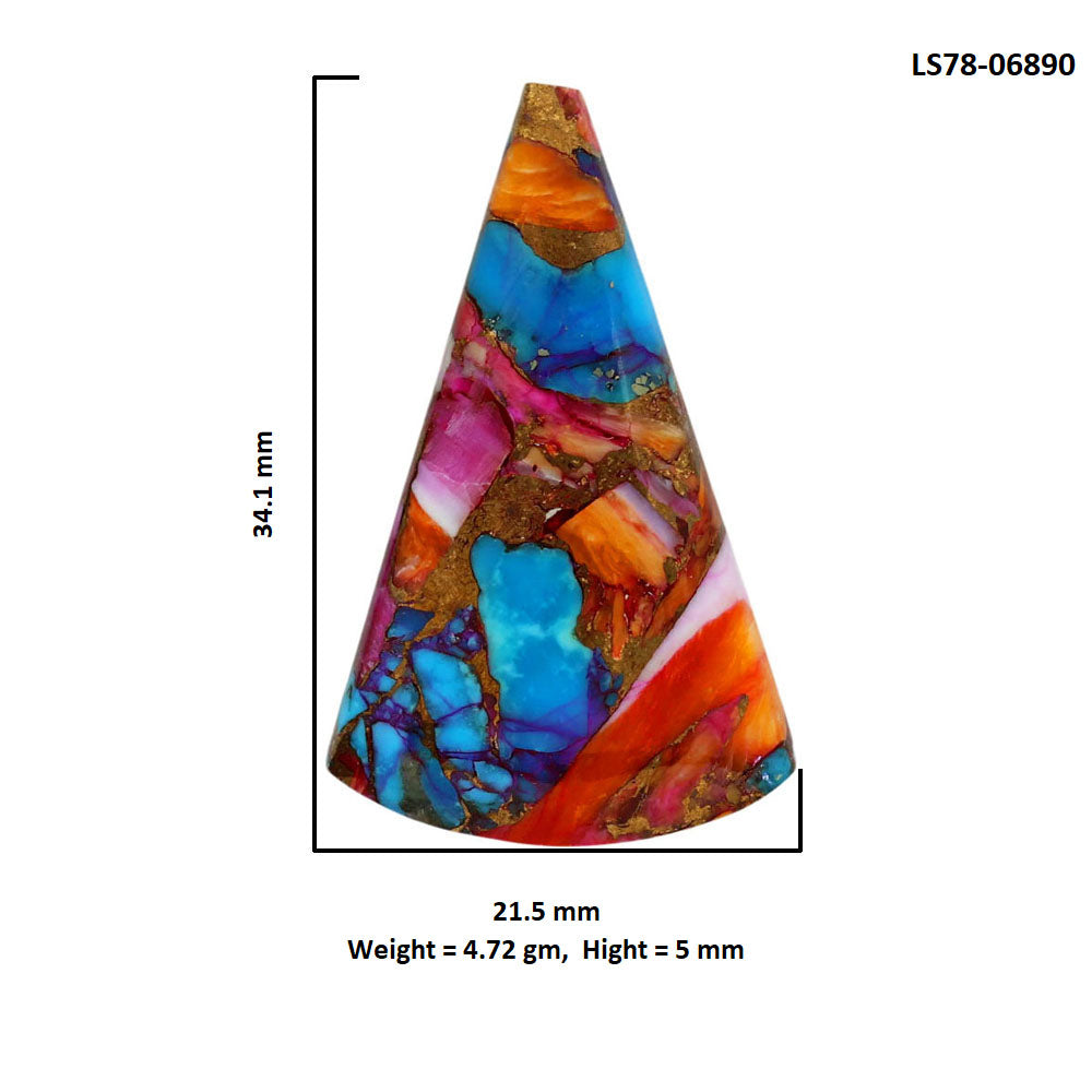 Kingman Orange Dahlia Turquoise 21.5x34.1x5 mm Fancy Shape Polished Gemstone LS78-06890