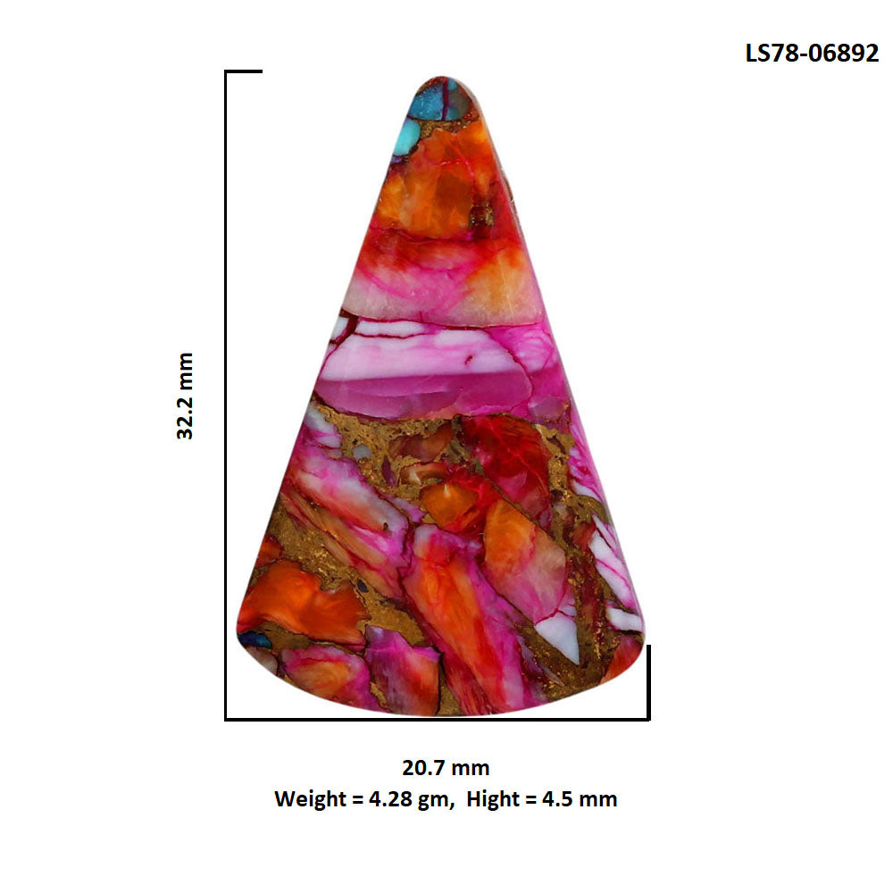 Kingman Orange Dahlia Turquoise 20.7x32.2x4.5 mm Fancy Shape Polished Gemstone LS78-06892