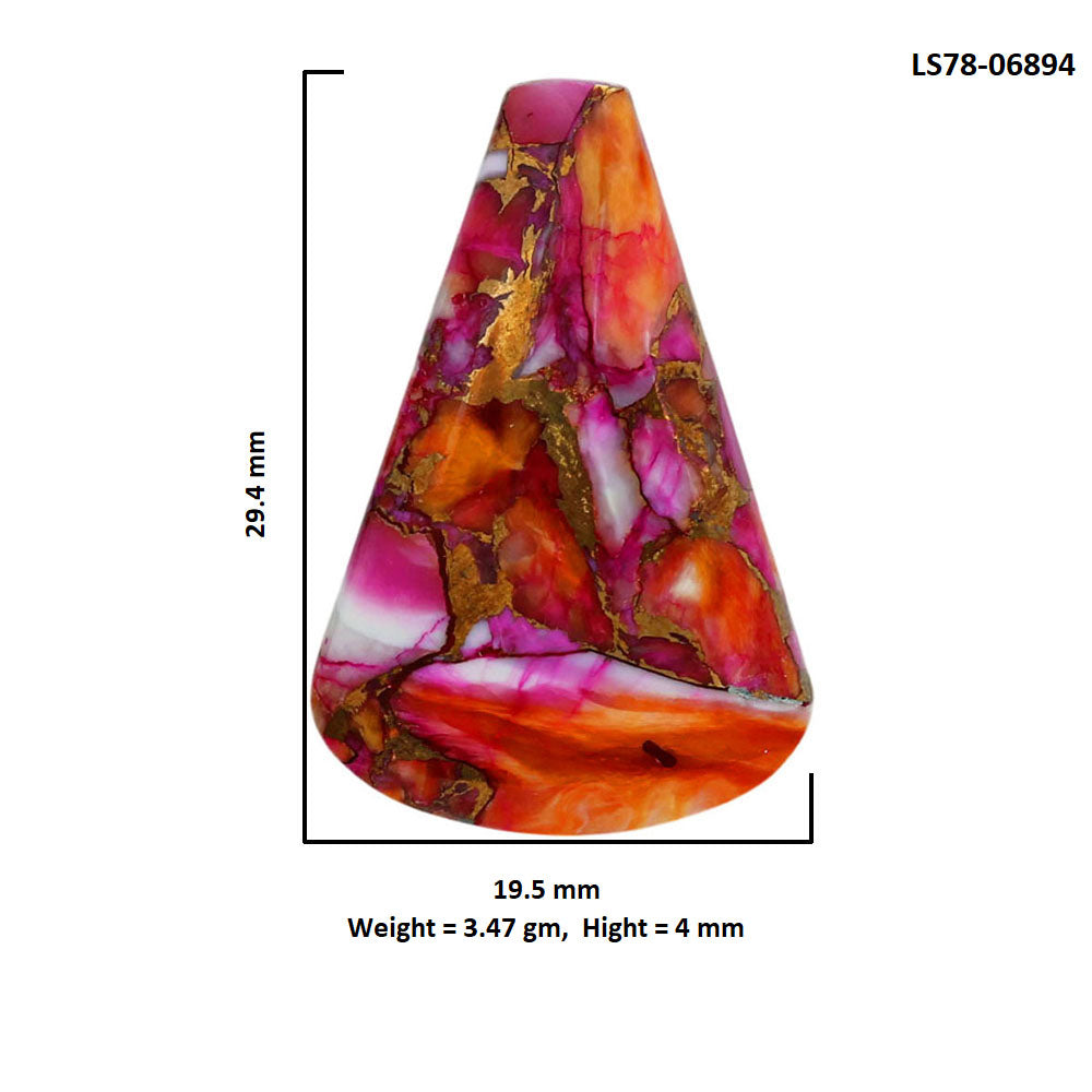 Kingman Orange Dahlia Turquoise 19.5x29.4x4 mm Fancy Shape Polished Gemstone LS78-06894