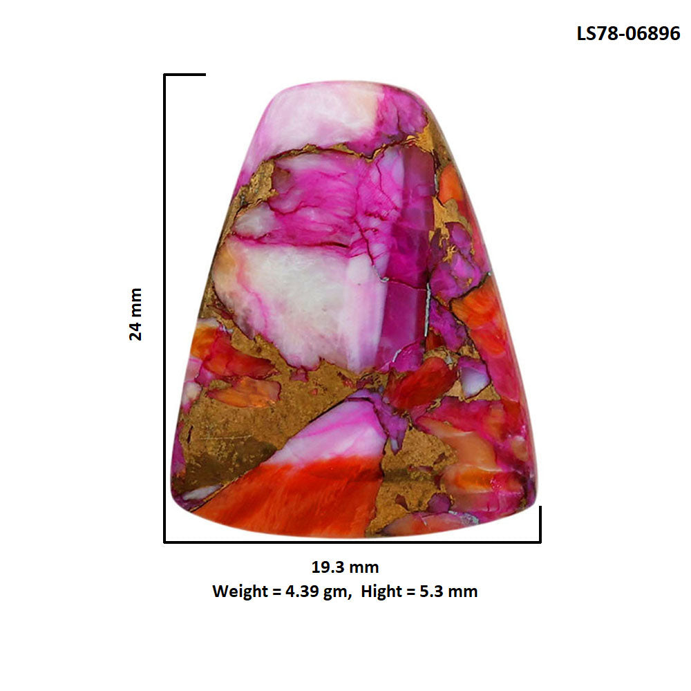 Kingman Orange Dahlia Turquoise 19.3x24x5.3 mm Fancy Shape Polished Gemstone LS78-06896