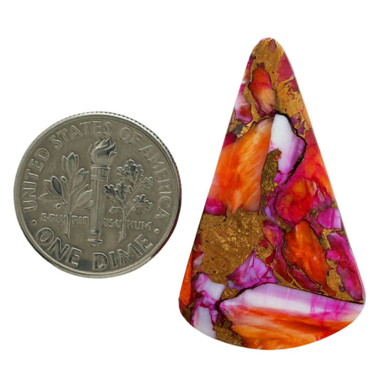 Kingman Orange Dahlia Turquoise 19.8x33x5 mm Fancy Shape Polished Gemstone LS78-06898