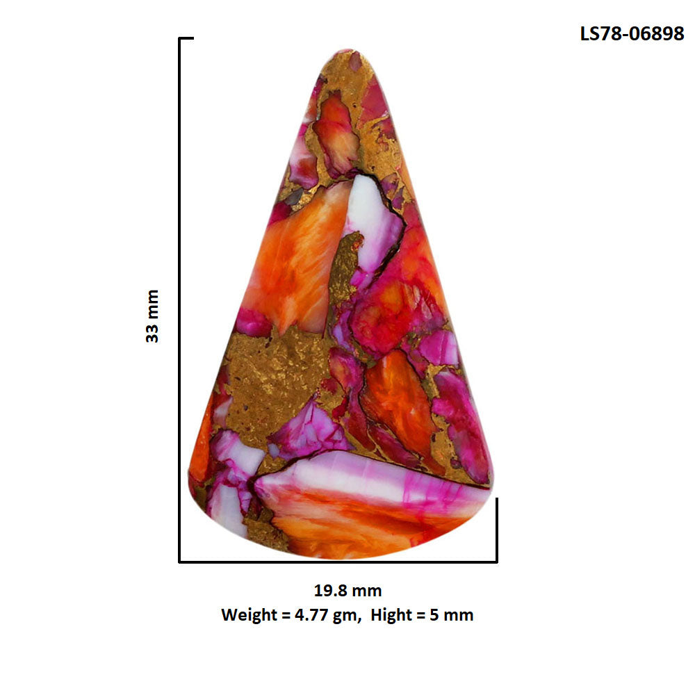 Kingman Orange Dahlia Turquoise 19.8x33x5 mm Fancy Shape Polished Gemstone LS78-06898