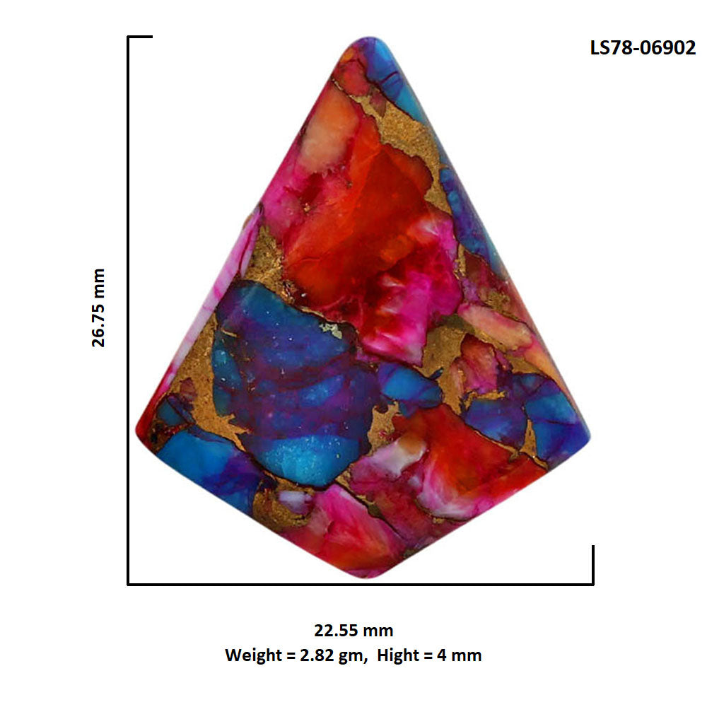 Kingman Orange Dahlia Turquoise 22.55x26.75x4 mm Fancy Shape Polished Gemstone LS78-06902
