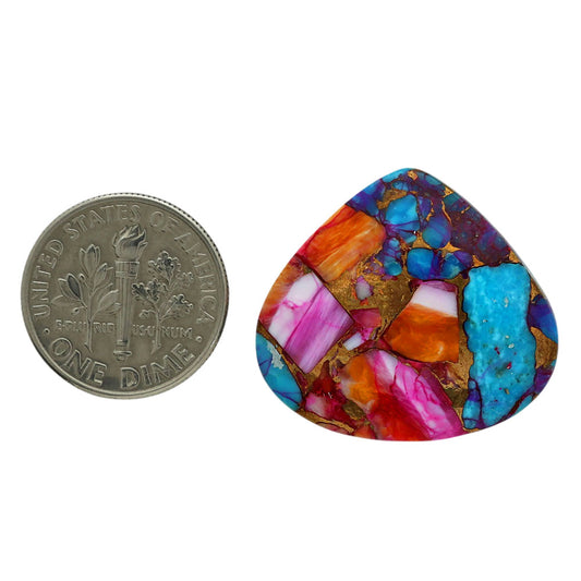 Kingman Orange Dahlia Turquoise 23.5x26x4.5 mm Heart Shape Polished Gemstone LS78-06904