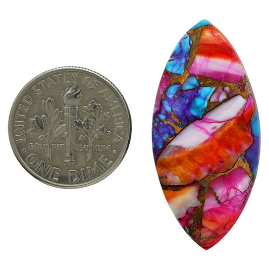 Kingman Orange Dahlia Turquoise 15.8x33.35x4 mm Marquise Shape Polished Gemstone LS78-06905