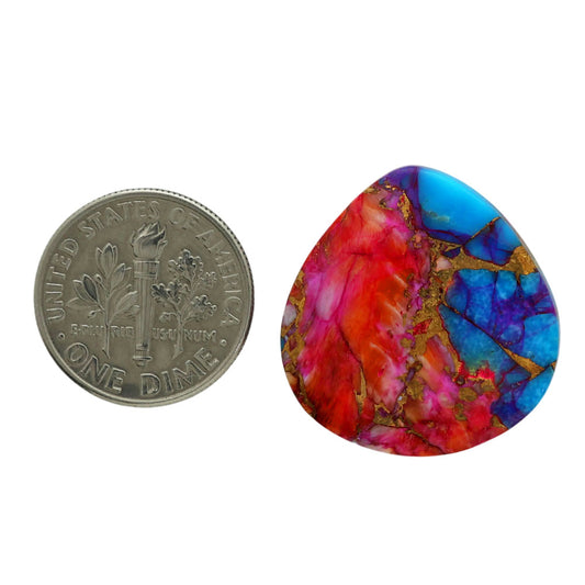 Kingman Orange Dahlia Turquoise 22.65x23.55x3.7 mm Heart Shape Polished Gemstone LS78-06906