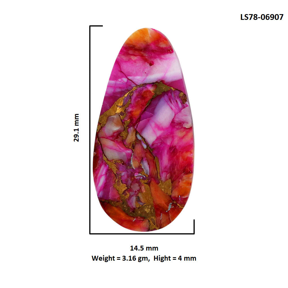 Kingman Orange Dahlia Turquoise 14.5x29.1x4 mm Fancy Shape Polished Gemstone LS78-06907