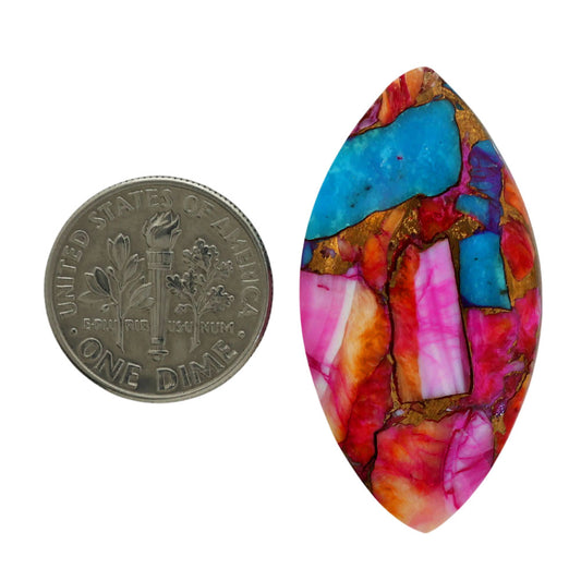 Kingman Orange Dahlia Turquoise 19.1x36.4x4.5 mm Marquise Shape Polished Gemstone LS78-06912