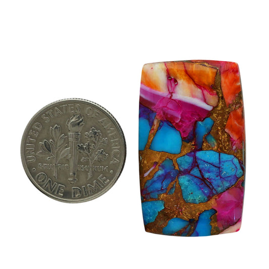 Kingman Orange Dahlia Turquoise 18.1x29.9x4.5 mm Baguette Shape Polished Gemstone LS78-06916