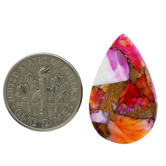 Kingman Orange Dahlia Turquoise 15.3x24.7x5 mm Pear Shape Polished Gemstone LS78-06920