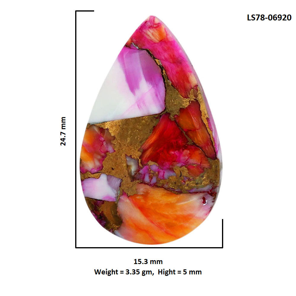 Kingman Orange Dahlia Turquoise 15.3x24.7x5 mm Pear Shape Polished Gemstone LS78-06920