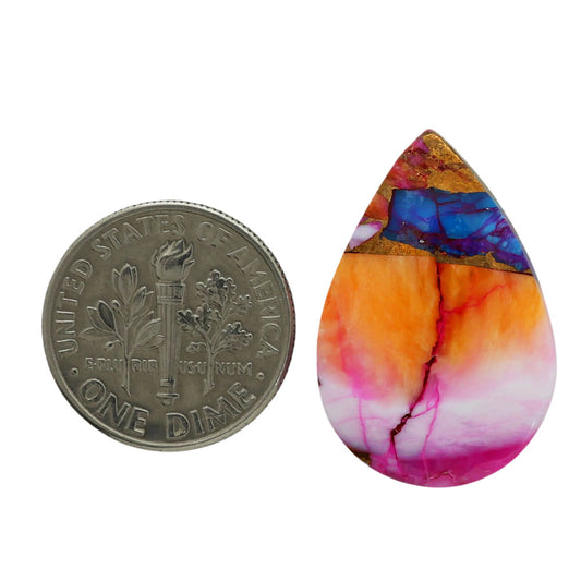 Kingman Orange Dahlia Turquoise 17x25.25x4.3 mm Pear Shape Polished Gemstone LS78-06925