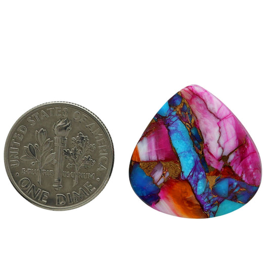 Kingman Orange Dahlia Turquoise 21.55x21.75x4.5 mm Heart Shape Polished Gemstone LS78-06927