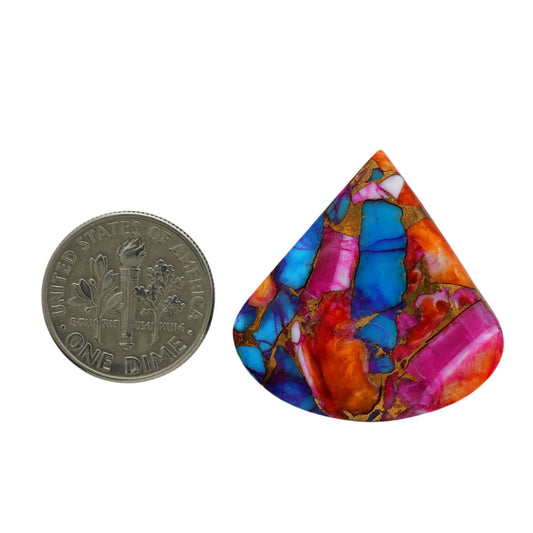 Kingman Orange Dahlia Turquoise 28x28.1x5 mm Heart Shape Polished Gemstone LS78-06928