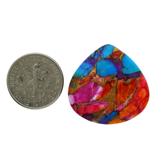 Kingman Orange Dahlia Turquoise 25x25.4x5 mm Heart Shape Polished Gemstone LS78-06930