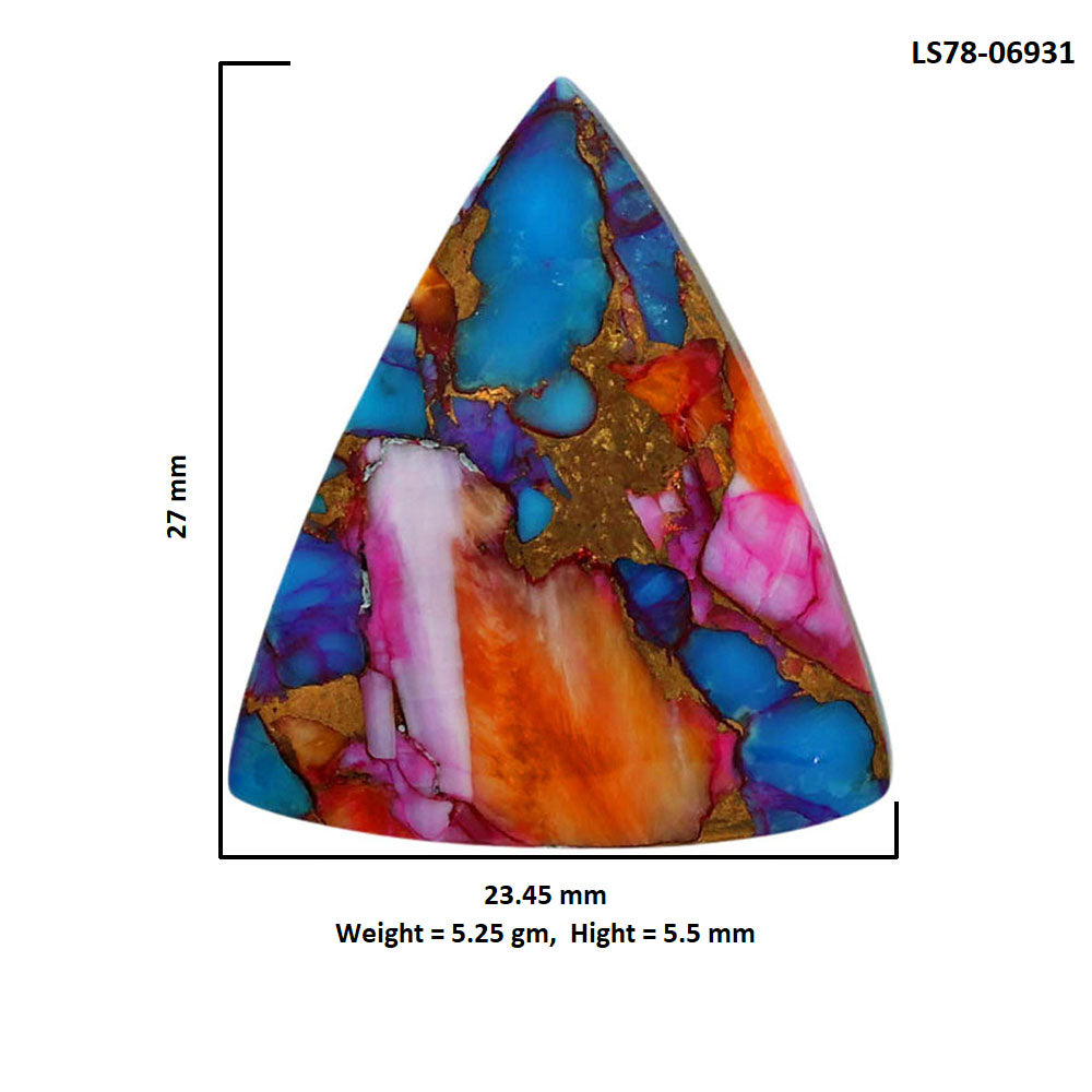 Kingman Orange Dahlia Turquoise 23.45x27x5.5 mm Fancy Shape Polished Gemstone LS78-06931