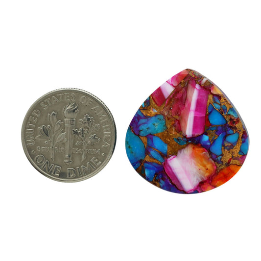 Kingman Orange Dahlia Turquoise 23.1x23.5x5 mm Heart Shape Polished Gemstone LS78-06935