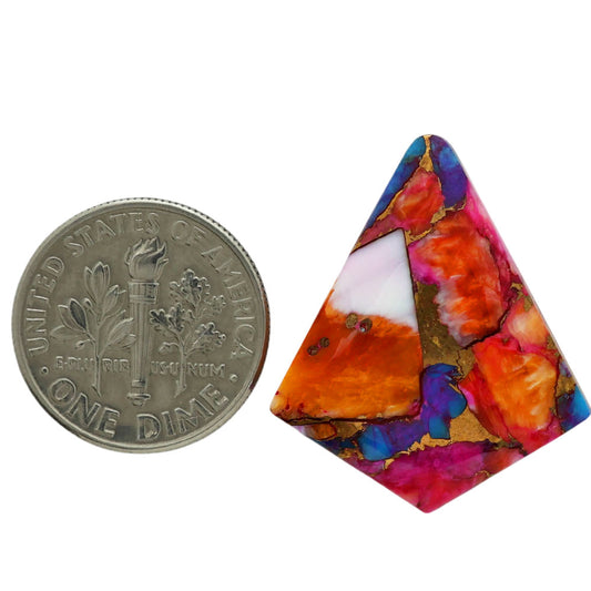 Kingman Orange Dahlia Turquoise 22.25x26.15x5.3 mm Fancy Shape Polished Gemstone LS78-06937