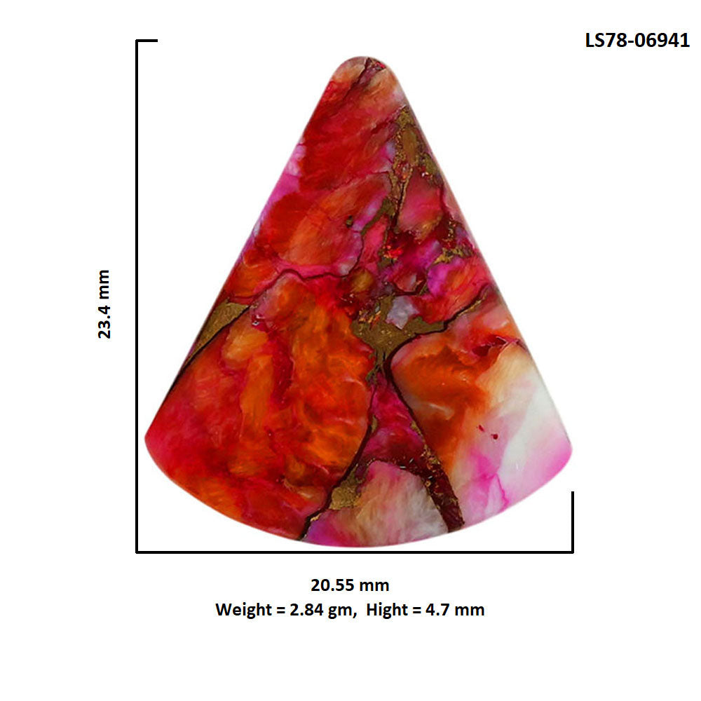 Kingman Orange Dahlia Turquoise 20.55x23.4x4.7 mm Fancy Shape Polished Gemstone LS78-06941