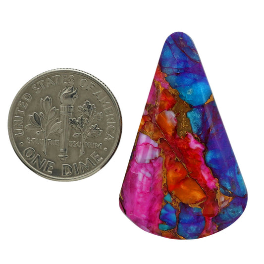 Kingman Orange Dahlia Turquoise 20.2x32.4x4.5 mm Pear Shape Polished Gemstone LS78-06943