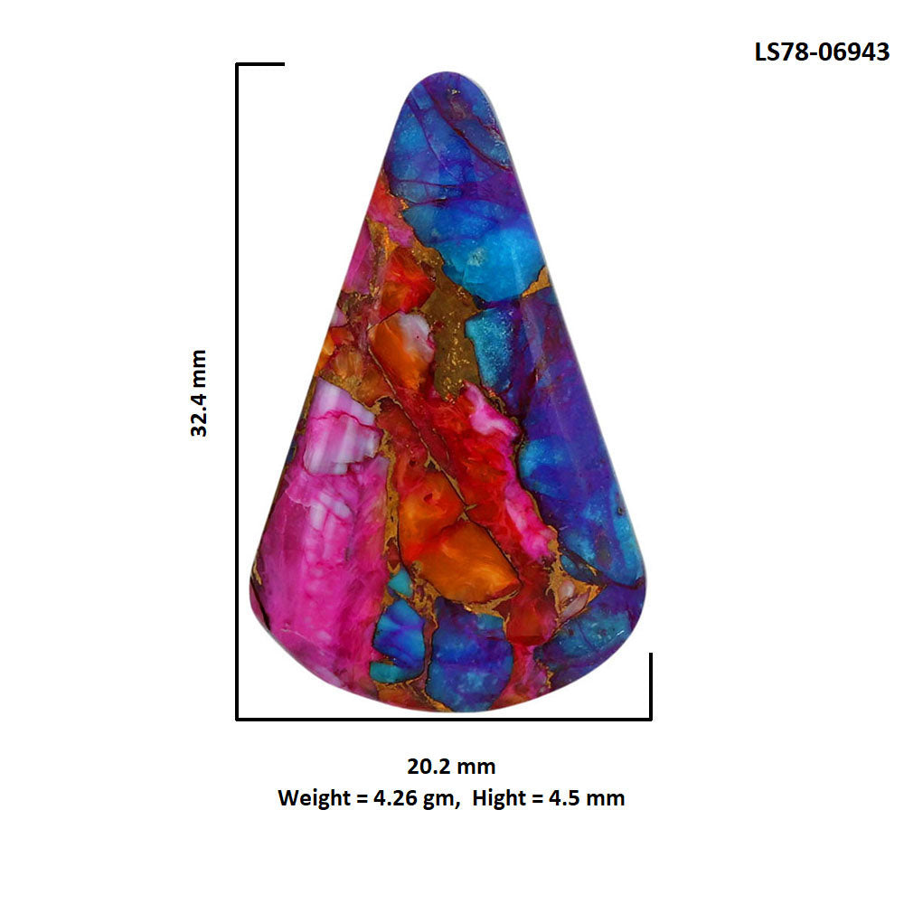 Kingman Orange Dahlia Turquoise 20.2x32.4x4.5 mm Pear Shape Polished Gemstone LS78-06943