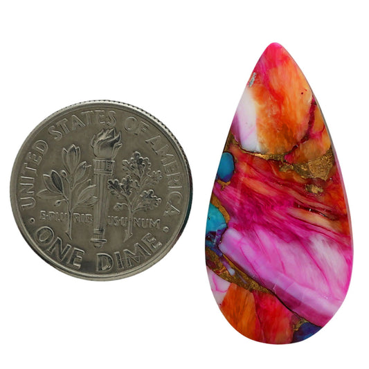 Kingman Orange Dahlia Turquoise 14.6x29.4x4.6 mm Pear Shape Polished Gemstone LS78-06944