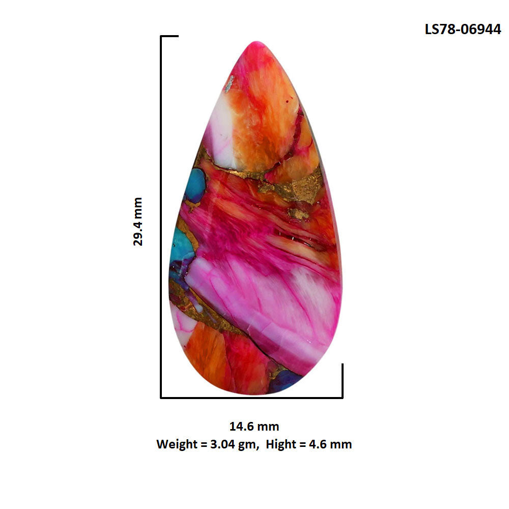 Kingman Orange Dahlia Turquoise 14.6x29.4x4.6 mm Pear Shape Polished Gemstone LS78-06944