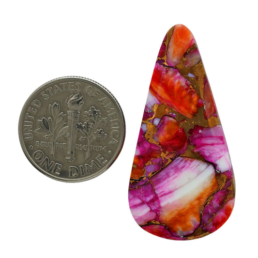 Kingman Orange Dahlia Turquoise 18x35.8x4.5 mm Pear Shape Polished Gemstone LS78-06948
