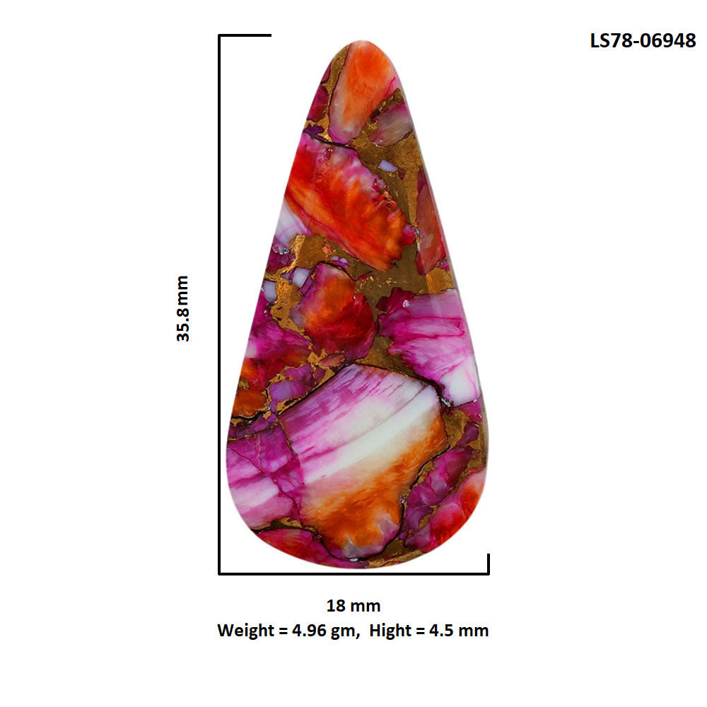 Kingman Orange Dahlia Turquoise 18x35.8x4.5 mm Pear Shape Polished Gemstone LS78-06948