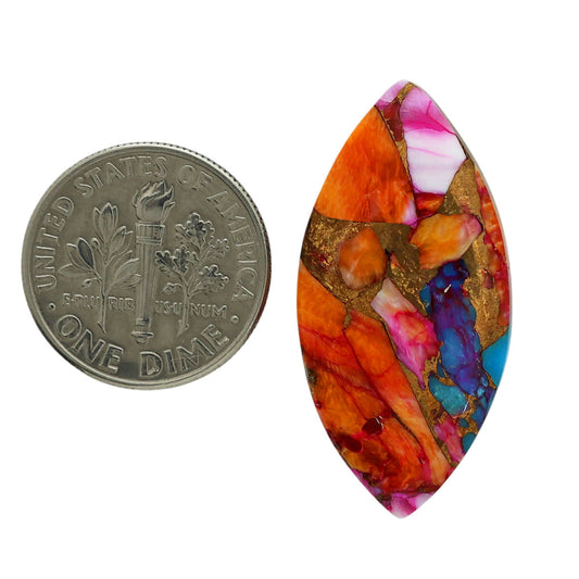 Kingman Orange Dahlia Turquoise 15.5x31.3x4 mm Marquise Shape Polished Gemstone LS78-06952