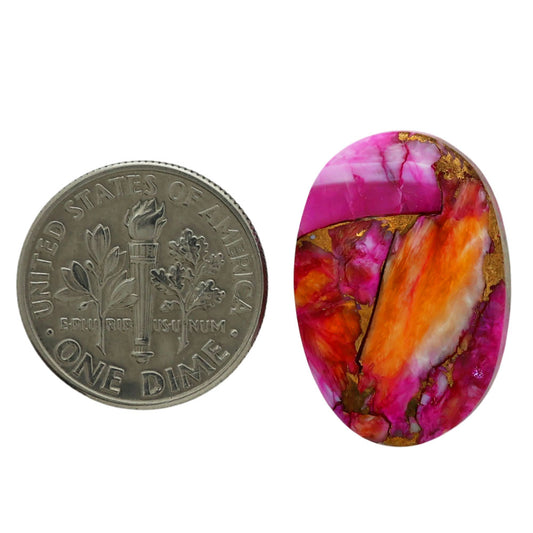 Kingman Orange Dahlia Turquoise 15.5x22.45x5 mm Oval Shape Polished Gemstone LS78-06953