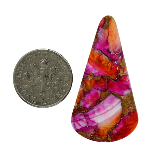 Kingman Orange Dahlia Turquoise 20.1x37.55x4.5 mm Pear Shape Polished Gemstone LS78-06958