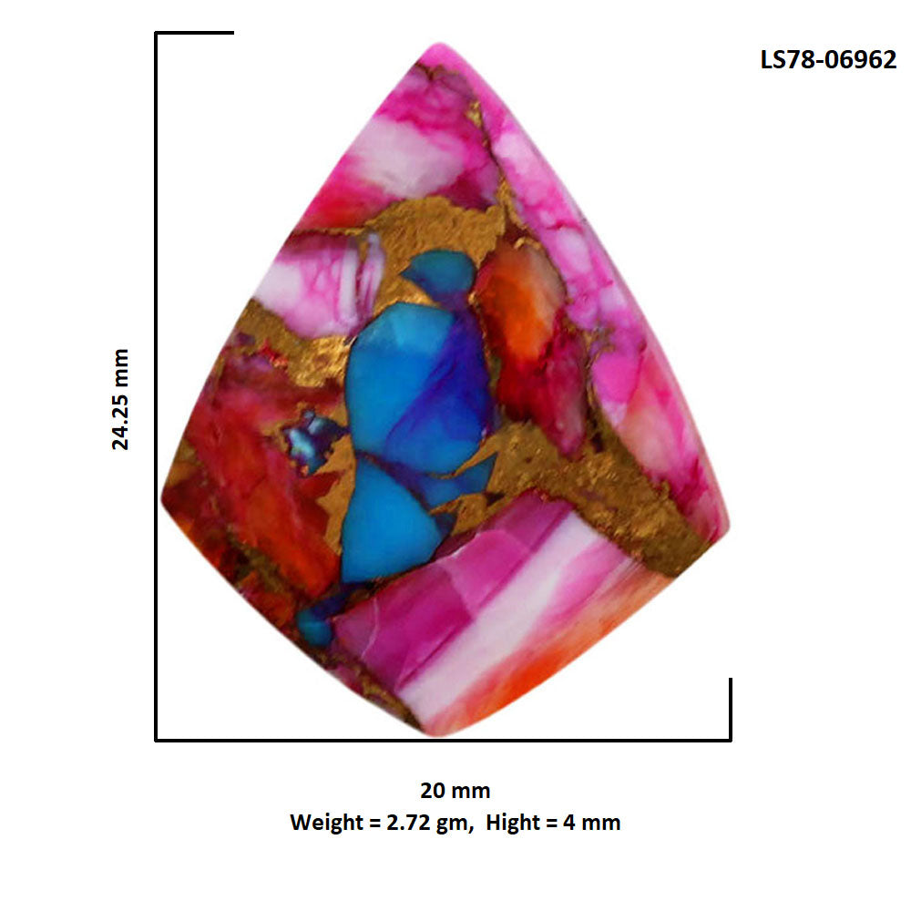 Kingman Orange Dahlia Turquoise 20x24.25x4 mm Fancy Shape Polished Gemstone LS78-06962